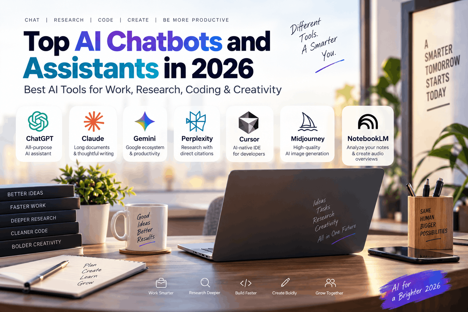 Top AI Chatbots and Assistants in 2026: Best AI Tools for Work, Research, Coding & Creativity